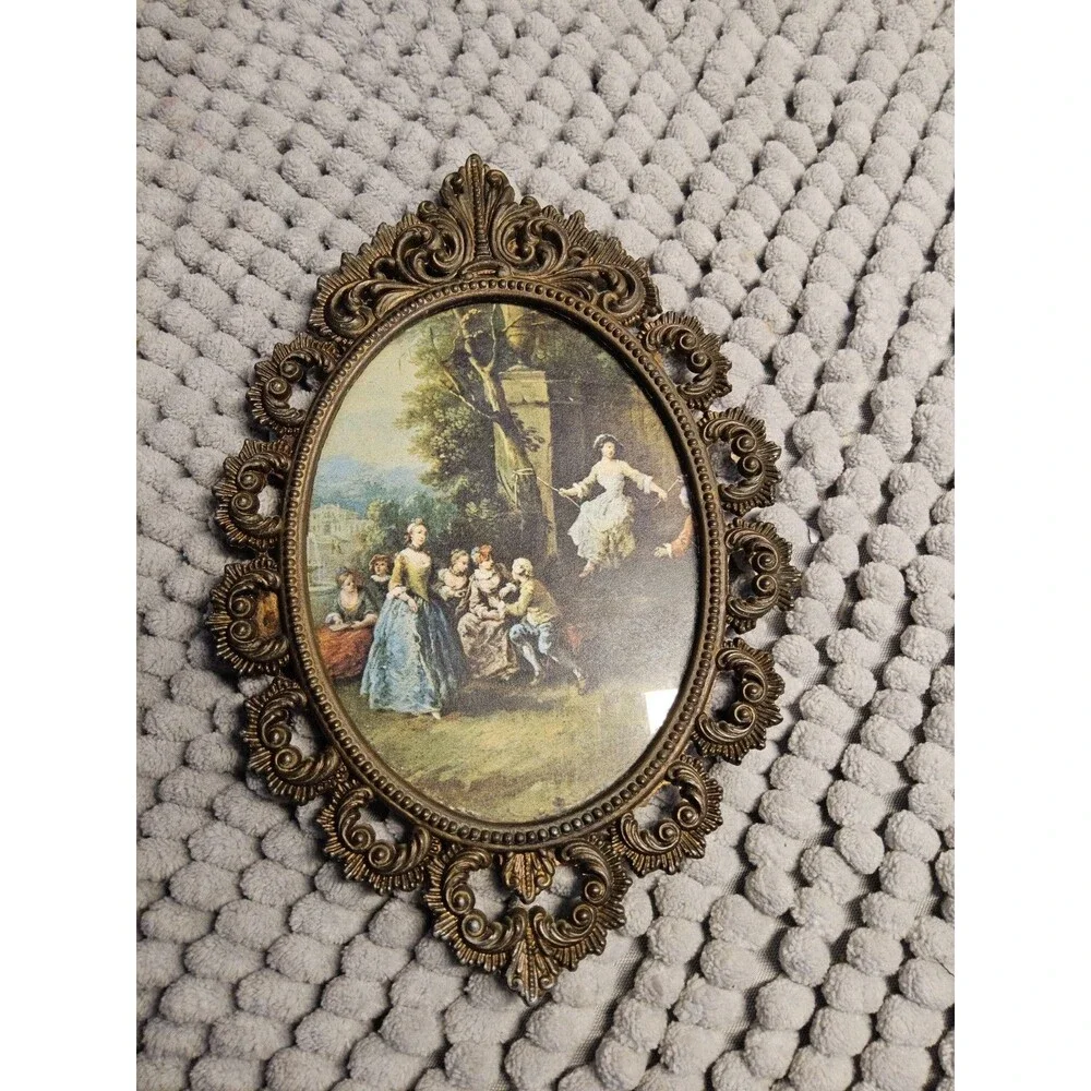 Vintage Ornate Frames Miniature Oval Art Print Decorative Frame, Italy Set of 4
